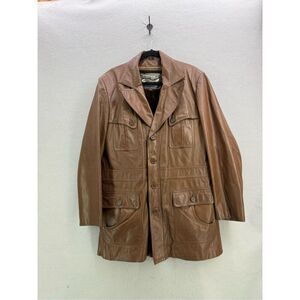 Vintage 70s Montgomery Ward Sherpa Lined Leather Equestrian Blazer Jacket Size 4